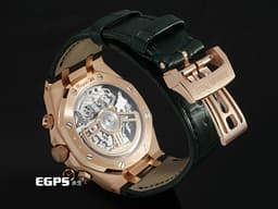 Audemars Piguet 愛彼 AP錶 Royal Oak Chronograph 皇家橡樹 <font color="#f2d8ab">18K玫瑰金材質</font>&nbsp;26240OR.OO.D404CR.02 <font color="#3ebd0f">軍綠色「Grande Tapisserie」格紋面盤</font>&nbsp;飛返 計時碼表 <font color="#FF0000">2025年保單</font> 自動上鍊 41mm