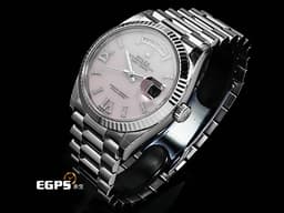 ROLEX 勞力士 Oyster Perpetual Day-Date 36 DD36 128239 18K白金材質 <font color=#FF0000>2020年新式保卡 元首型（President） 原廠膠膜全膜 </font> <font color=#f6d2de>粉紅色蛋白石 原廠鑲嵌56顆鑽石時標</font> 自動上鏈 36mm