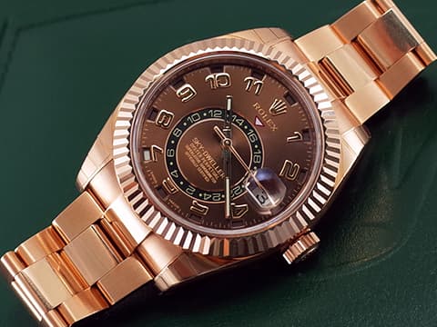 ROLEX 勞力士 Sky-Dweller 326935 天行者 年曆錶 兩地時區 18K玫瑰金材質 巧克力色面盤 阿拉伯數字時標&nbsp;自動上鏈 42mm