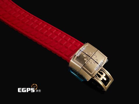 Patek Philippe 百達翡麗 PP錶  Aquanaut  7968/300R-001 海底探險家 海探 手雷 18K玫瑰金材質 白色珍珠貝母面盤&nbsp;共計52顆長階梯形切割多彩藍寶石（2.62克拉）及50顆長階梯形切割鑽石（2.41克拉）&nbsp;2026年保單 保有部分原廠膠膜&nbsp;自動上鏈   42.2mm