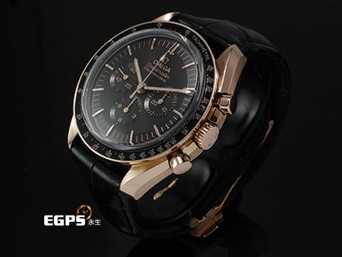 OMEGA 歐米茄 Speedmaster 超霸 登月錶 31063425001001 18K玫瑰金材質 同軸擒縱 陽極處理的鋁錶錶圈 2022年保卡 手動上鏈 42mm