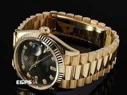 ROLEX 勞力士 Day-Date DD 36 128238 蠔式 日期星期型 18K黃金材質 <font color=#70cce1>質感深邃漸層灰色錶面搭配原鑲鑽石時標</font> 經典元首型錶帶 <font color=#FF0000>2021年保卡 </font> 自動上鍊 36mm