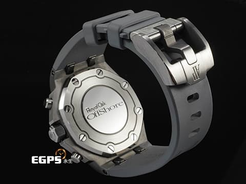 Audemars Piguet AP錶 愛彼 Royal Oak Offshore 皇家橡樹離岸型 26231ST.ZZ.A178CA.01 18K白金材質 鮭魚色熊貓面盤&nbsp;原廠鑲嵌32顆鑽石錶圈（共1.02克拉）2024年保卡 自動上鍊&nbsp;37mm