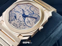 BVLGARI 寶格麗 Bulgari Octo Finissimo 104165 18K玫瑰金材質 <font color="#AAAAAA">超薄錶殼（厚 6.40 公釐）</font> <font color="#fca658">手繪機芯草圖面盤 全球限量 70 只</font> <font color="#FF0000">PT950鉑金微型自動盤 2025年保單</font> 自動上鍊 40mm