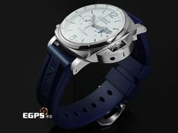 PANERAI 沛納海 Luminor Chrono PAM1218 計時碼表 <font color="#ffffff">白色三明治夜光面盤</font> PAM01218 <font color="#33CCFF">藍色小秒針</font> 不鏽鋼 <font color="#FF0000">2022年保單</font> 自動上鍊 44mm