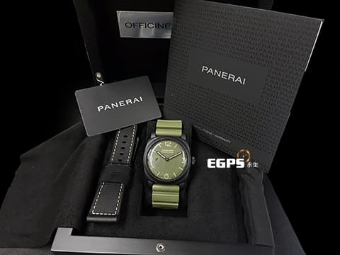 PANERAI 沛納海 RADIOMIR PAM997 啞光黑色陶瓷材質 PAM00997 軍綠色三明治面盤 三日鍊 手上鍊 台灣公司貨&nbsp;2019年保單 極新品相，RADIOMIR軍綠色系列，啞光黑色陶瓷是手上鍊版本最有質感的款式之一  48mm