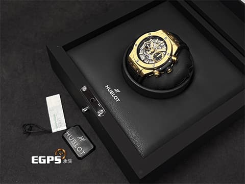 HUBLOT 宇舶 Big Bang 大爆炸 UNICO 441.VX.1131.RX King Gold 宇舶獨特材質&nbsp;王金 消光黑色鏤空面盤&nbsp;&nbsp;2022年新式電子保單 &nbsp;三日鍊 飛返計時碼錶 自動上鍊 42mm