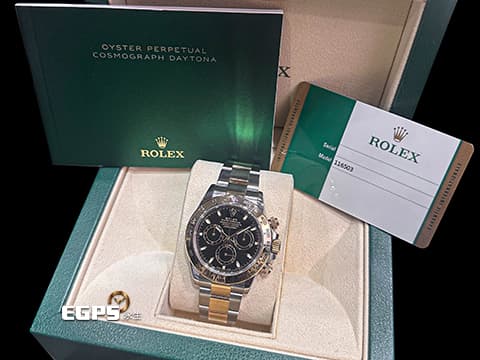 ROLEX 勞力士 Cosmograph Daytona 宇宙計時型 迪通拿 116503 計時碼錶 18K黃金 半金款 黑色面盤 2018年&nbsp;賽車錶 自動上鍊 40mm