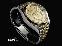 ROLEX 勞力士 Sky-Dweller 336933 蠔式 天行者 <font color="#f5dea8">18K黃金材質 半金款 最新9002機芯 皇帝金色面盤</font>&nbsp;兩地時間 年曆錶 沙羅系統 經典三角坑紋錶圈 <font color="#FF0000">2025年保卡 紀念型（Jubilee）五銖錶帶</font> 自動上鍊 42mm
