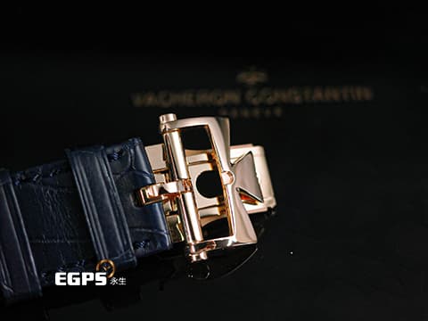 Vacheron Constantin 江詩丹頓 VC錶 Overseas Perpetual Calendar Ultra-Thin 縱橫四海 4300V/000R 厚度僅8.1毫米&nbsp;超薄 萬年曆 藍色放射紋面盤 月相盈虧 玫瑰金&nbsp;2020年保單 快拆錶帶裝置 附原廠橡膠錶帶&nbsp;4300 V 自動上鍊&nbsp;41.5 mm