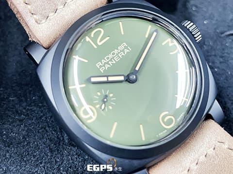 PANERAI 沛納海 RADIOMIR PAM997 啞光黑色陶瓷材質 PAM00997 軍綠色三明治面盤 三日鍊&nbsp;&nbsp;2020年保單 極新品相 RADIOMIR軍綠色系列 陶瓷殼997是唯一手上鍊版本&nbsp;48mm