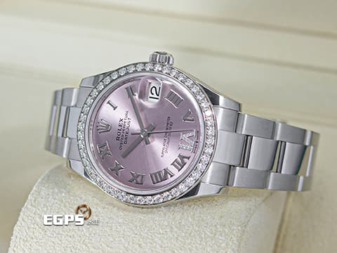 ROLEX 勞力士 Datejust 31 蠔式日誌型 278384RBR 原廠鑲鑽外圈、VI鑲鑽時標粉紅色面盤&nbsp;278384 RBR 經典 DJ31 不鏽鋼&nbsp;2024保卡 蠔式（Oyster）三節錶帶 自動上鍊 31mm