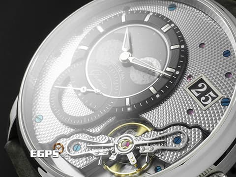GLASHUTTE ORIGINAL 格拉蘇蒂 Pano PanoMaticLunar 1-91-04-01-03-62 950鉑金材質 偏心月相 德式經典大日期窗 鍍黑色銠飾紋飾紋鏤空面盤 雙鵝頸  2025保單 限量200支&nbsp; 自動上鍊 42mm