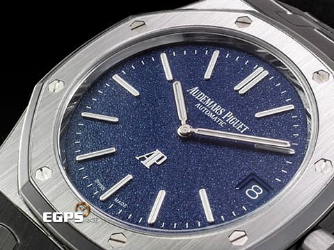 AUDEMARS PIGUET AP錶 愛彼 ROYAL OAK 皇家橡樹系列
「JUMBO」 16202BC.OO.1240BC.02 18K白金材質 超薄錶殼款式 藍色粒面裝飾錶面 2026年保卡 已貼膜&nbsp;自動上鍊 39mm



