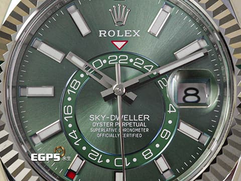ROLEX 勞力士 Sky-Dweller 蠔式 天行者 336934 最新9002機芯 薄荷綠色面盤 沙羅系統 年曆錶 兩地時區 經典三角坑紋錶圈 2025年保單 紀念型（Jubilee）五銖錶帶 自動上鍊 42mm