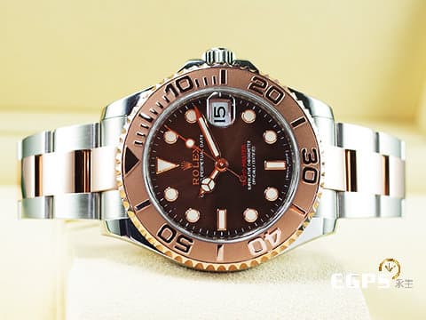 ROLEX 勞力士 Yacht-master 268621 遊艇名仕型 巧克力色面盤 中型 玫瑰金 半金款 2018年保單 自動上鍊 37mm