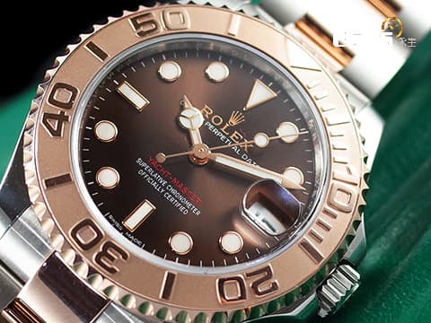 ROLEX 勞力士 Yacht-master 268621 遊艇名仕型 巧克力色面盤 中型 玫瑰金 半金款 2018年保單 自動上鍊 37mm