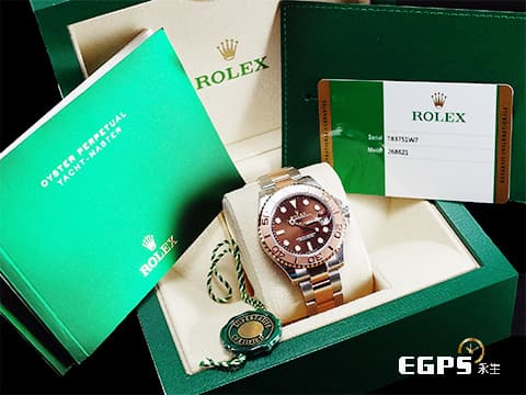 ROLEX 勞力士 Yacht-master 268621 遊艇名仕型 巧克力色面盤 中型 玫瑰金 半金款 2018年保單 自動上鍊 37mm