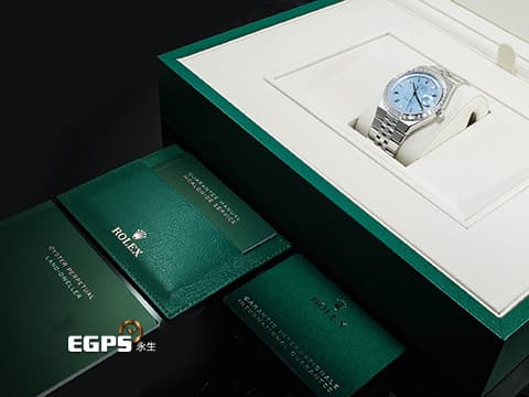 ROLEX 勞力士 Land-Dweller 127386 PT950 鉑金材質&nbsp;最新系列 陸行者 勞力士數一數二的透背錶款 醇冰藍色蜂巢圖案錶面 原廠鑲嵌鑽石錶圈、梯形鑽石時標&nbsp;2026年保卡 纖薄紀念型（Flat Jubilee）錶帶&nbsp;自動上鍊 40mm