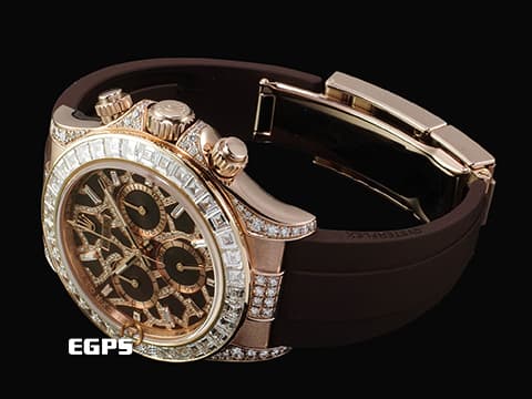 ROLEX 勞力士 Daytona 宇宙計時型 迪通拿 116515 精鑲126555TBR 18K永恆玫瑰金材質 長頸鹿 精鑲天然鑽石面盤、錶耳 精鑲36顆梯形鑽石錶圈&nbsp; 2018年保卡&nbsp;自動上鍊 40mm