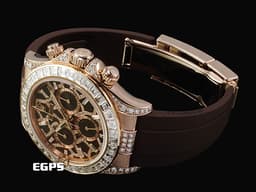 ROLEX 勞力士 Daytona 宇宙計時型 迪通拿 116515 精鑲126555TBR 18K永恆玫瑰金材質 <font color="#ffe6d9">長頸鹿 精鑲天然鑽石面盤、錶耳 精鑲36顆梯形鑽石錶圈&nbsp; </font><font color="#ff0000">2018年保卡</font><font color="#ffe6d9">&nbsp;</font>自動上鍊 40mm