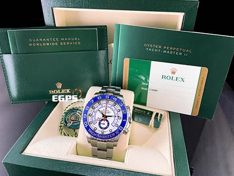 ROLEX 勞力士 Yacht-Master II 蠔式&nbsp;遊艇名仕型&nbsp;116680 經典藍鋼指針 藍色陶瓷外圈&nbsp;帆船 倒數計時碼表 不鏽鋼 大遊艇&nbsp;2017年保單&nbsp;自動上鍊 44mm