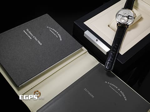 A.LANGE &amp; SÖHNE 朗格 Zeitwerk Platinum 時間橋 142.025 貓頭鷹 PT950 鉑金材質 大數字瞬跳時間顯示 3日動能顯示 小秒針 德國銀 2024年保單 手上鍊 41.9mm