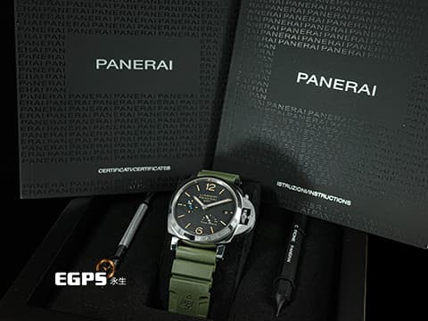 PANERAI 沛納海 Luminor 1950 3 Days GMT Power Reserve PAM01537 巴黎釘紋飾面盤 菸草色夜光時標 菸草面 兩地時區 三日鍊 動力顯示 藍色小秒針&nbsp;PAM1537 不鏽鋼&nbsp;2018年保卡&nbsp;自動上鏈 42mm