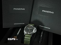 PANERAI 沛納海 Luminor 1950 3 Days GMT Power Reserve PAM01537 巴黎釘紋飾面盤 <font color="#b78e62">菸草色夜光時標 菸草面</font> 兩地時區 三日鍊 動力顯示<font color="#0582f5"> 藍色小秒針</font>&nbsp;PAM1537 不鏽鋼&nbsp;<font color="#FF0000">2018年保卡&nbsp;</font>自動上鏈 42mm