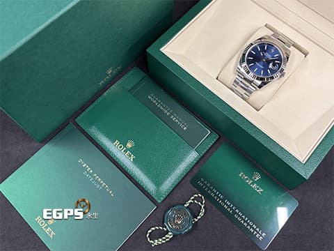 ROLEX 勞力士 Datejust 41 蠔式日誌型 126334 亮藍色面盤 柱狀時標 不鏽鋼 DJ41 經典三角坑紋錶圈 2024年保單 蠔式（Oyster）三節錶帶 自動上鍊 41mm