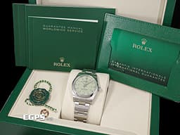 ROLEX 勞力士 Oyster Perpetual 34 蠔式恆動型 124200 <font color="#b1dd8c">最新款 開心果綠色面盤</font>&nbsp;OP34 不鏽鋼 大三針<font color="#FF0000">&nbsp;2025年保卡</font> 自動上鍊 34mm