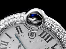 CARTIER 卡地亞 Ballon Bleu de Cartier 藍氣球 大型 <font color="#05f0f0">精鑲鑽框 鍊帶款</font> 自動上鍊 42mm