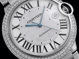 CARTIER 卡地亞 Ballon Bleu de Cartier 藍氣球 大型 <font color="#05f0f0">精鑲鑽框 鍊帶款</font> 自動上鍊 42mm