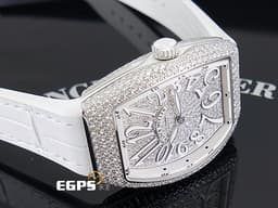FRANCK MULLER 法蘭穆勒 Vanguard系列 V32 QZ 酒桶型 不鏽鋼材質 大三針<font color="#05f0f0"> 精鑲鑽石、滿天星面盤</font> 自動上鍊 42x32mm
