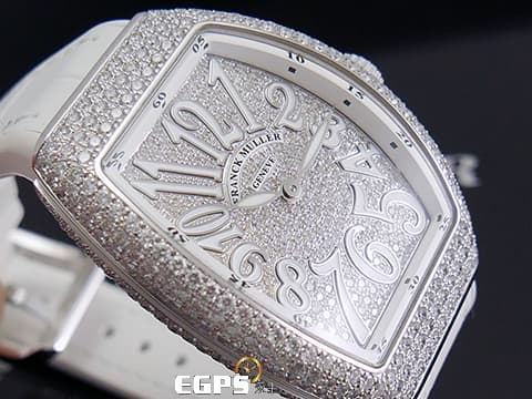 FRANCK MULLER 法蘭穆勒 Vanguard系列 V32 QZ 酒桶型 不鏽鋼材質 大三針 精鑲鑽石、滿天星面盤 自動上鍊 42x32mm