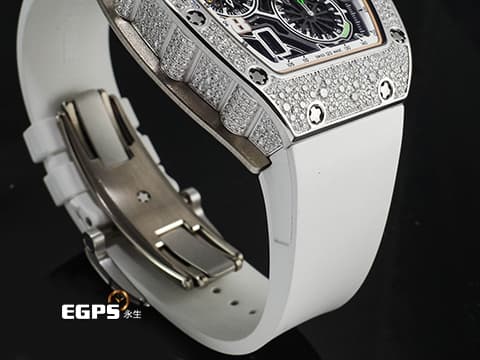 RICHARD MILLE 理查德•米勒 RM RM72-01 WG&nbsp;18K白金材質 極致完美工藝~鏤空面盤 原廠鑲嵌【SNOWFLAKE DIAMONDS】 "宛如雪花般的頂級鑽石" 雪花造型鑽石錶圈 自製飛返計時機芯 2025年保單&nbsp;自動上鏈 38.4 x 47.34mm