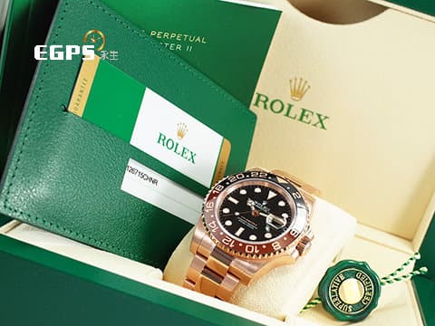 ROLEX 勞力士 GMT-Master II 格林威治型 126715CHNR 陶瓷沙士雙色圈 126715 CHNR 永恆玫瑰金 兩地時區 玫瑰金沙士圈，2019年保卡  此錶歡迎各路錶友以 PP、AP、勞力士 來店交換，本店將以最高價評估～ 自動上鏈 40mm