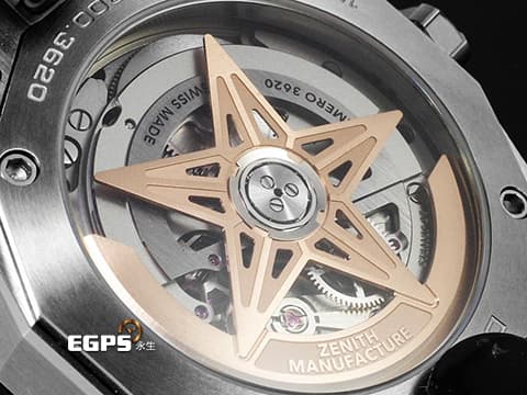 ZENITH 真力時 DEFY Skyline Skeleton 天際線系列 03.9300.3620/80.I001 不鏽鋼材質&nbsp;高振頻 10秒 旋風秒針&nbsp;ZENITH四芒星鏤空面盤 2025年卡 附贈快拆式橡膠錶帶 自動上鍊 41mm