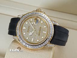 ROLEX 勞力士 Yacht-Master 42 蠔式 遊艇名仕型 226658&nbsp;<font color="#f5e429">精鑲226668TBR 後加大梯鑽石外圈、錶耳、錶側、折疊扣、客製化滿天星面盤</font>&nbsp;18K黃金材質<font color="#ff0000">&nbsp;2022年保卡</font>&nbsp;自動上鍊 42mm
