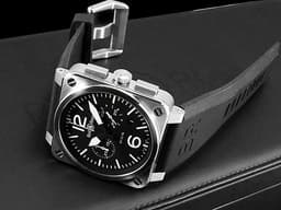 Bell &amp; Ross 柏萊士 BR03-94-S 不鏽鋼材質 <font color="#0582f5">飛鷹戰士 黑色面盤</font> 計時碼錶 自動上鍊 42mm