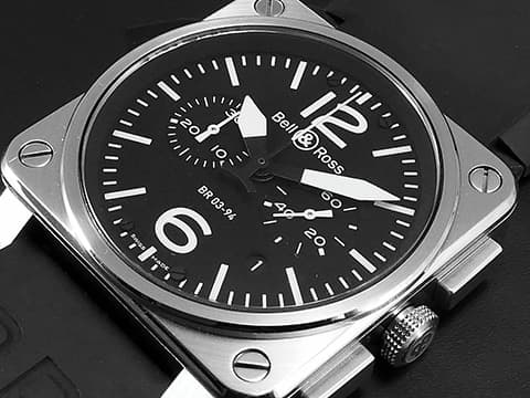 Bell &amp; Ross 柏萊士 BR03-94-S 不鏽鋼材質 飛鷹戰士 黑色面盤 計時碼錶 自動上鍊 42mm