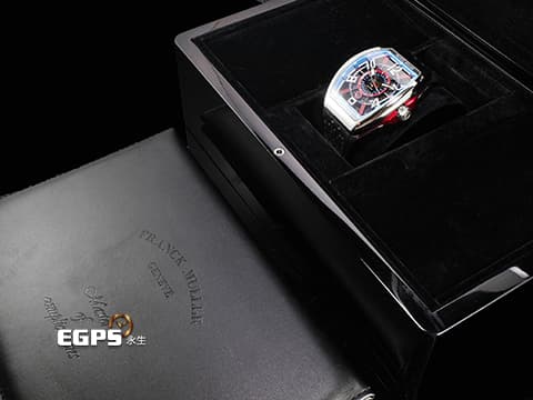 Franck Muller 法蘭穆勒 FM Vanguard&nbsp;Racing Skeleton V45SCDTSQTRCGJ&nbsp;藍色&amp;紅色元素 賽車風格鏤空面盤&nbsp;限量50支 2023年保單 自動上鏈 44x54 mm