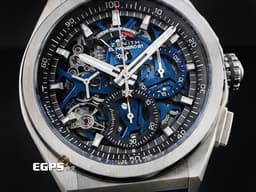 ZENITH 真力時 DEFY El Primero 21 1/100秒計時碼錶 95.9002.9004/78.R584<font color="#0582f5"> 藍色鏤空面盤 鈦金屬材質</font><font color="#05f0f0">&nbsp;</font>自動上鍊 44mm