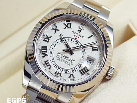 ROLEX 勞力士 Sky-Dweller 蠔式 天行者 326939 年曆錶 經典絕版羅馬數字時標 GMT 兩地時區 18K白金材質 2019年保單 沙羅系統 歡迎各錶友以PP、AP、勞力士來店交換，本店將以最高價評估～ 自動上鍊 42mm