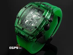 HUBLOT 宇舶 SPIRIT OF BIG BANG SAXEM 大爆炸 642.JG.0190.RT <font color=#75d56a> 綠色藍寶石水晶材質 鏤空面盤 快拆式功能錶帶 </font> <font color=#FF0000>2022年保卡 台灣公司貨 </font> <font color=#ff00ff>全球限量100支 新錶訂價：3,924,000元</font> 自動上鍊 42mm
