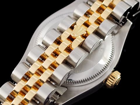 ROLEX 勞力士 Lady DateJust 179173G 蠔式日誌型&nbsp;DJ26 經典三角坑紋錶圈 半金款 18K黃金材質 鑽石時標&nbsp;香檳金色面盤 自動上鍊 26mm