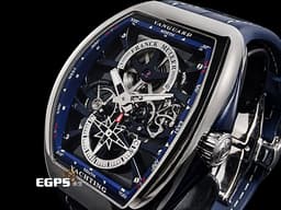 Franck Muller法蘭穆勒 Vanguard Yachting 系列 V45 S6 SQT&nbsp; &nbsp;<font color="#0582f5">無錶圈一體化美學 藍色船錨造型鏤空面盤 </font><font color="#ff0000">2026年</font>&nbsp;不鏽鋼材質 手動上鍊&nbsp; 53.7x 44mm