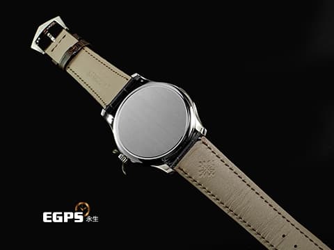 PATEK PHILIPPE 百達翡麗 PP Calatrava 系列 經典 5227G-015 18K白金材質 炭灰白金三維多面「子彈」時標 獨特軍官式底蓋&nbsp;鮭魚色面盤 2026年保單  自動上鍊 39mm