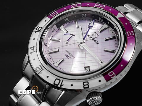 GRAND SEIKO 特級精工 GS 精工 Sport Collection SBGE313 Spring Drive GMT 不鏽鋼材質&nbsp;【銀座限定款】 限量450支 美麗、傳統、尊嚴的紫色兩地時間錶圈&nbsp;兩地時區 三日鍊 動能顯示&nbsp;2025年保卡&nbsp;自動上鍊 44mm