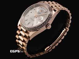 ROLEX 勞力士 DayDate DD 40 永恆玫瑰金 228345RBR <font color="#fbd0d0">18K永恆玫瑰金材質 日亮金色面盤</font> <font color="#05f0f0">原廠鑲嵌鑽石錶圈 方形鑽石時標</font> <font color="#ff0000">2018年保卡 已貼膜</font> 自動上鏈 40mm